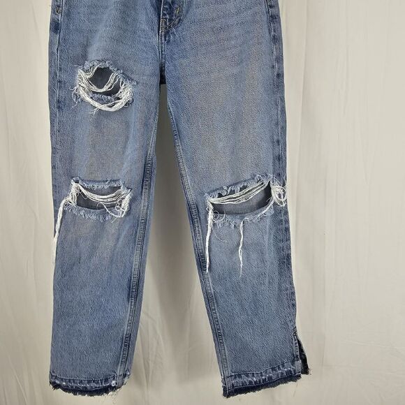 We The Free Free People Lita Light Wash Distressed High-Waisted Slim Leg Jeans - Picture 5 of 9